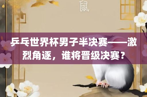 乒乓世界杯男子半决赛——激烈角逐，谁将晋级决赛？
