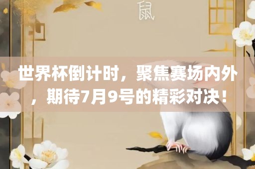世界杯倒计时，聚焦赛场内外，期待7月9号的精彩对决！