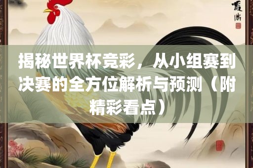 揭秘世界杯竞彩，从小组赛到决赛的全方位解析与预测（附精彩看点）