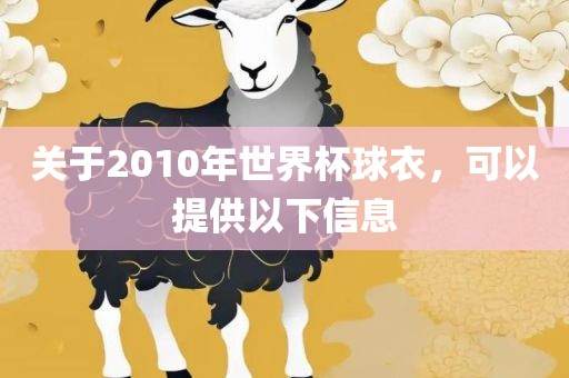 关于2010年世界杯球衣，可以提供以下信息