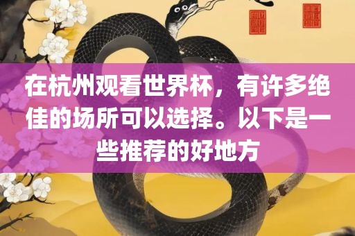 在杭州观看世界杯，有许多绝佳的场所可以选择。以下是一些推荐的好地方