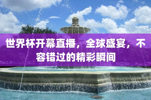 世界杯开幕直播，全球盛宴，不容错过的精彩瞬间眉山市正发家政服务有限公司