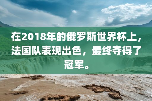 在2018年的俄罗斯世界杯上，法国队表现出色，最终夺得了冠军。眉山市正发家政服务有限公司