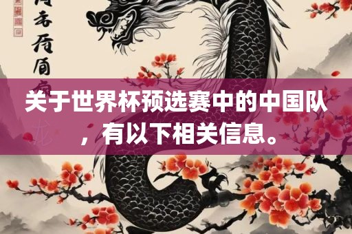 关于世界杯预选赛中的中国队，有以下相关信息。眉山市正发家政服务有限公司