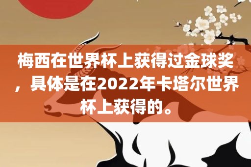 梅西在世界杯上获得过金球奖，具体是在2022年卡塔尔世界杯上获得的。眉山市正发家政服务有限公司