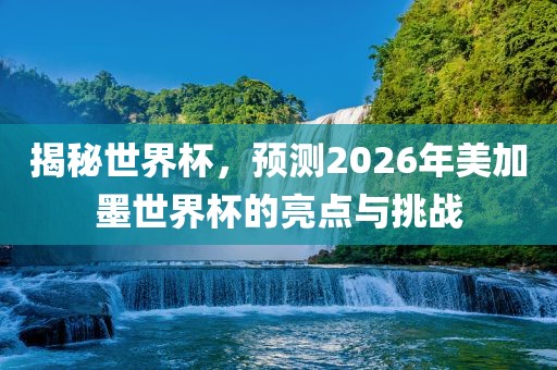 揭秘世界杯，预测2026年美加墨世界杯的亮点与挑战眉山市正发家政服务有限公司