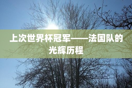 上次世界杯冠军——法国队的光辉历程
