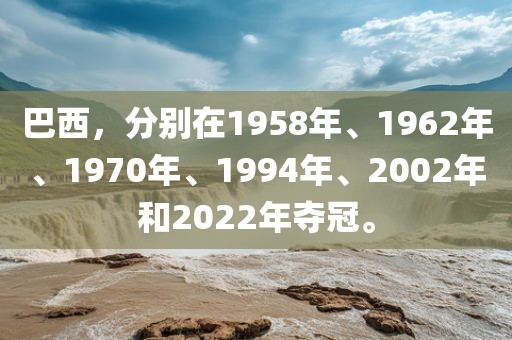 巴西，分别在1958年、1962眉山市正发家政服务有限公司年、1970年、1994年、2002年和2022年夺冠。