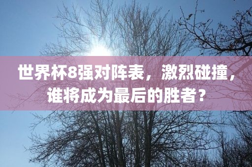 眉山市正发家政服务有限公司世界杯8强对阵表，激烈碰撞，谁将成为最后的胜者？