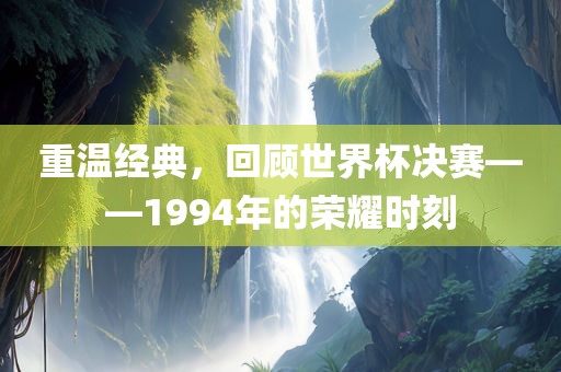 重温经典，回顾世界杯决赛——1994年的荣耀时刻眉山市正发家政服务有限公司