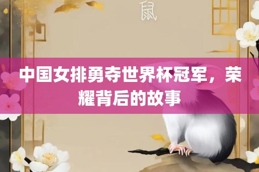 中国女排勇夺世界杯冠军，荣耀背后的故事眉山市正发家政服务有限公司
