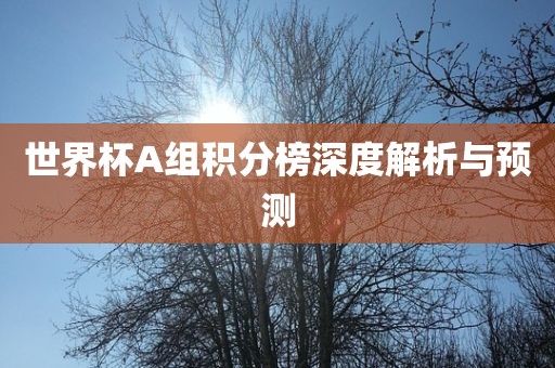 世界杯A组积分榜深度解析与预测