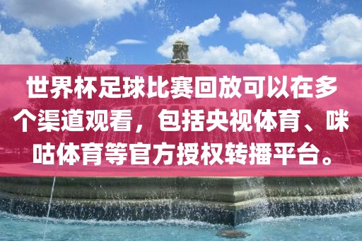 世界杯足球比赛回放可以在多个渠道观看，包括央视体育、咪咕体育等官方授权转播平台。眉山市正发家政服务有限公司