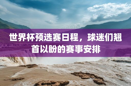 世界杯预选赛日程，球迷们翘首以盼的赛事安排眉山市正发家政服务有限公司