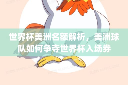 世界杯美洲名额解析，美洲球队如何争夺世界杯入场券