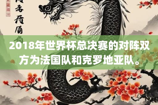 2018年世界杯总决赛的对阵双方为法国队和克罗地亚队。