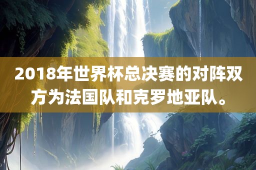2018年世界杯总决赛的对阵双方为法国队和克罗地亚队。