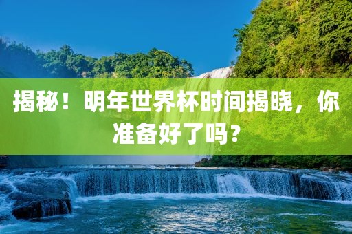 揭秘！明年世界杯时间揭晓，你准备好了吗？眉山市正发家政服务有限公司