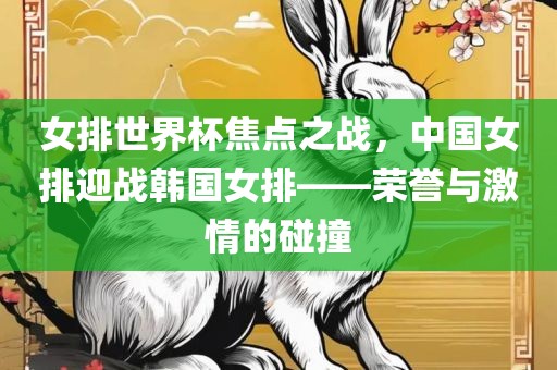 女排世界杯焦点之战，中国女排迎战韩国女排——荣誉与激情的碰撞