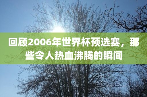 回顾2006年世界杯预选赛，那些令人热血沸腾的瞬间
