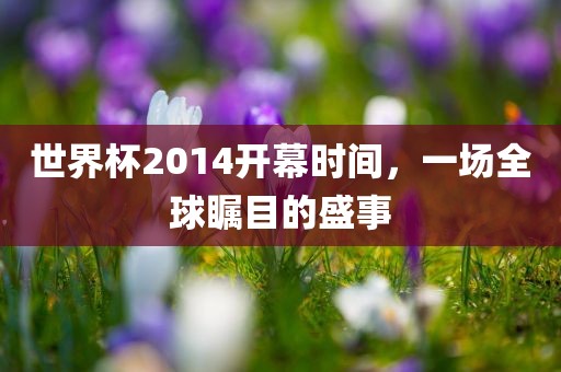 世界杯2014开幕时间，一场全球瞩目的盛事