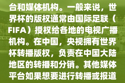 关于2018年世界杯的版权问题，涉及多个国家和地区的电视台和媒体机构。一般来说，世界杯的版权通常由国际足联（FIFA）授权给各地的电视广播机构。在中国，央视拥有世界杯转播版权，负责在中国大陆地区的转播和分销。其他媒体平台如果想要进行转播或报道，通常需要获得央视的授权或许可。眉山市正发家政服务有限公司