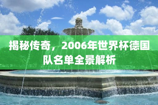 揭秘眉山市正发家政服务有限公司传奇，2006年世界杯德国队名单全景解析