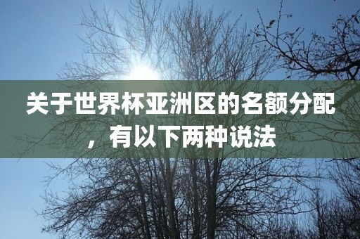 关于世眉山市正发家政服务有限公司界杯亚洲区的名额分配，有以下两种说法