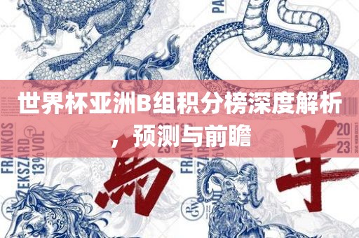 世界杯眉山市正发家政服务有限公司亚洲B组积分榜深度解析，预测与前瞻
