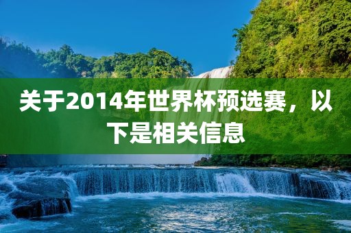 关于2014年世界杯预选赛，以下是相关信息