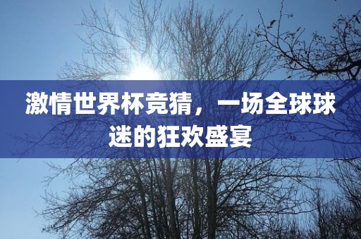 激情世界杯竞猜，一场全球球迷的狂欢盛宴