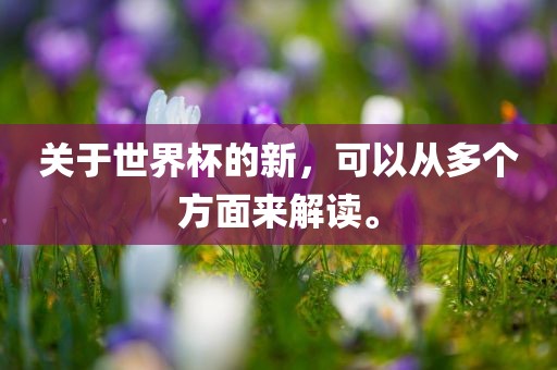 关于世界杯的新，可以从多个方面来解读。